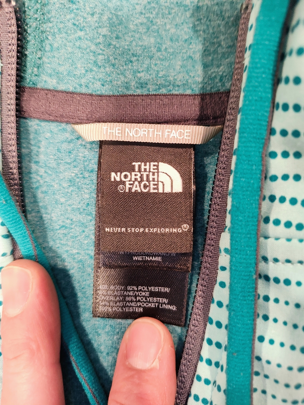 The North Face Women's Teal Striped Hooded Zip Jacket - Picture 3 of 5